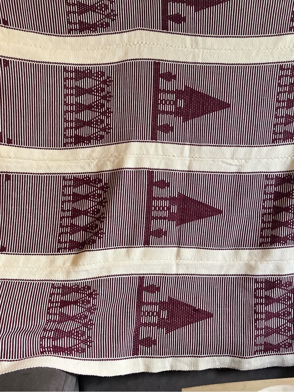 Maroon and Cream Geometric native Woven Throw Blanket Queen
